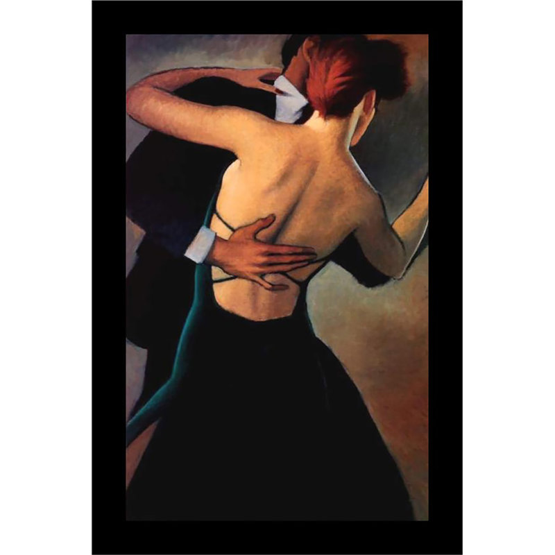 «Evening in Jade - Couple Dancing» par Bill Brauer - Reproduction d'art sur papier encadrée