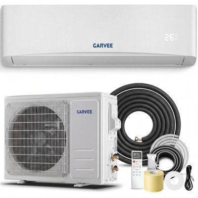 Garvee 9000 BTU Mini Split AC/Heating System, 17 SEER2 115V/110V Ductless Air Conditioner Cools Up to 450 Sq. Ft with Installation Kit, Pre-Charged Condenser, 3-Level Eco Mode