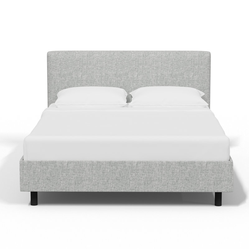 Lit plateforme tapissier Eisley, Simple, Lin texturé pierre ponce Zuma