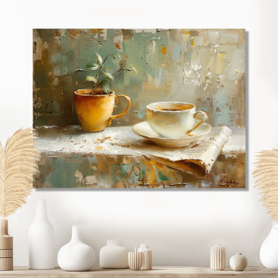 Tasse de café blanche et beige blanche - Art mural café