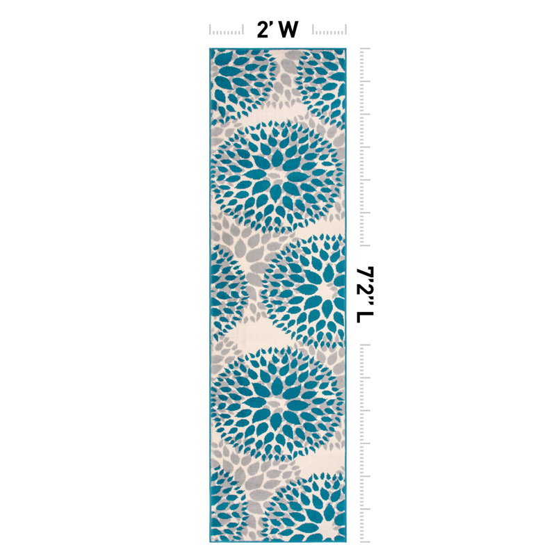 Floral Indoor Rug, Runner 2' x 7'2"