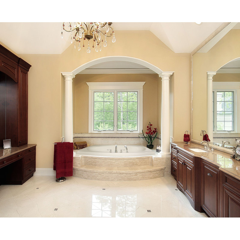 Largo 82'' x 64'' Soaking Gel Coat Bathtub, White, Satin Nickel