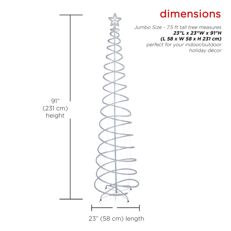 Arbre de Noël en spirale illuminé, H 90 po x l 23 po x P 23 po