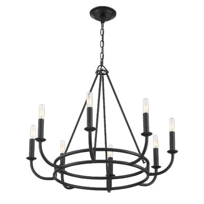 Akir 8 - Light Candle Style Wagon Wheel Chandelier -  Wade Logan®, 3A35DF28F7C44E29AE832BE29243A7C8