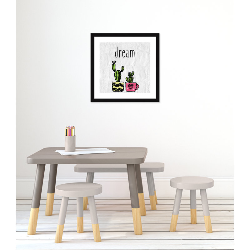 «Cacti A», art encadré, H 22,5 po x l 22,5 po x P 0,6 po, Encadré plat noir