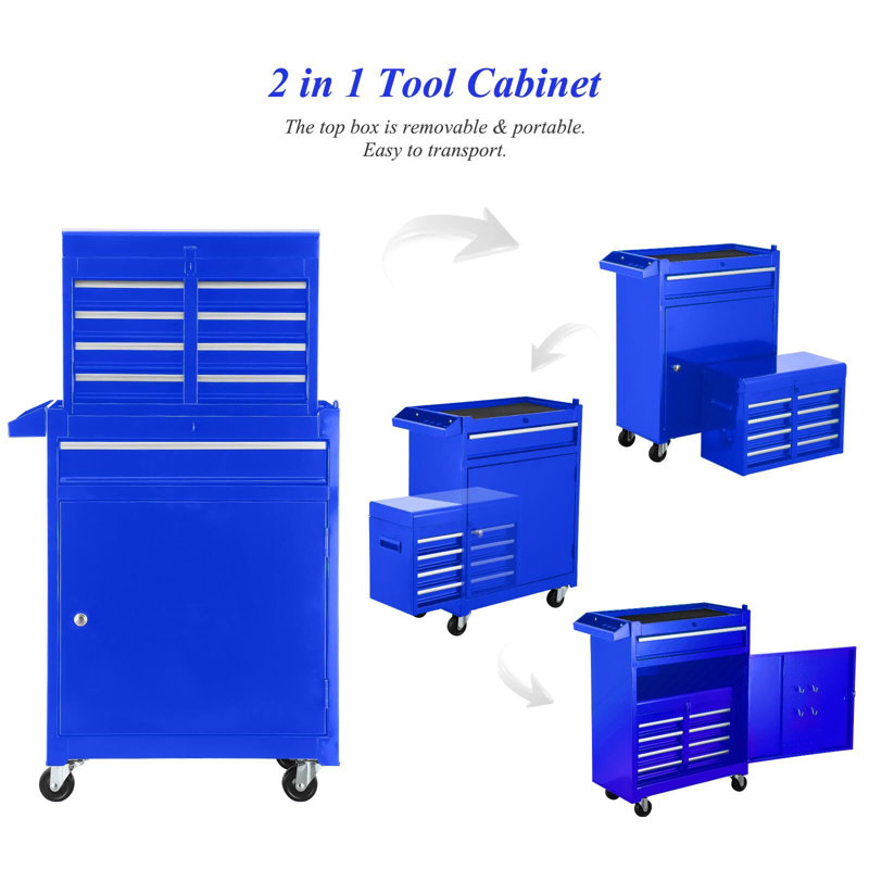 1 ensemble de 5 boîtes à outils amovibles en métal avec armoire inférieure et 1 tablette réglable