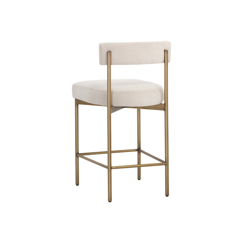 Seneca Upholstered Stool with Metal Frame, White