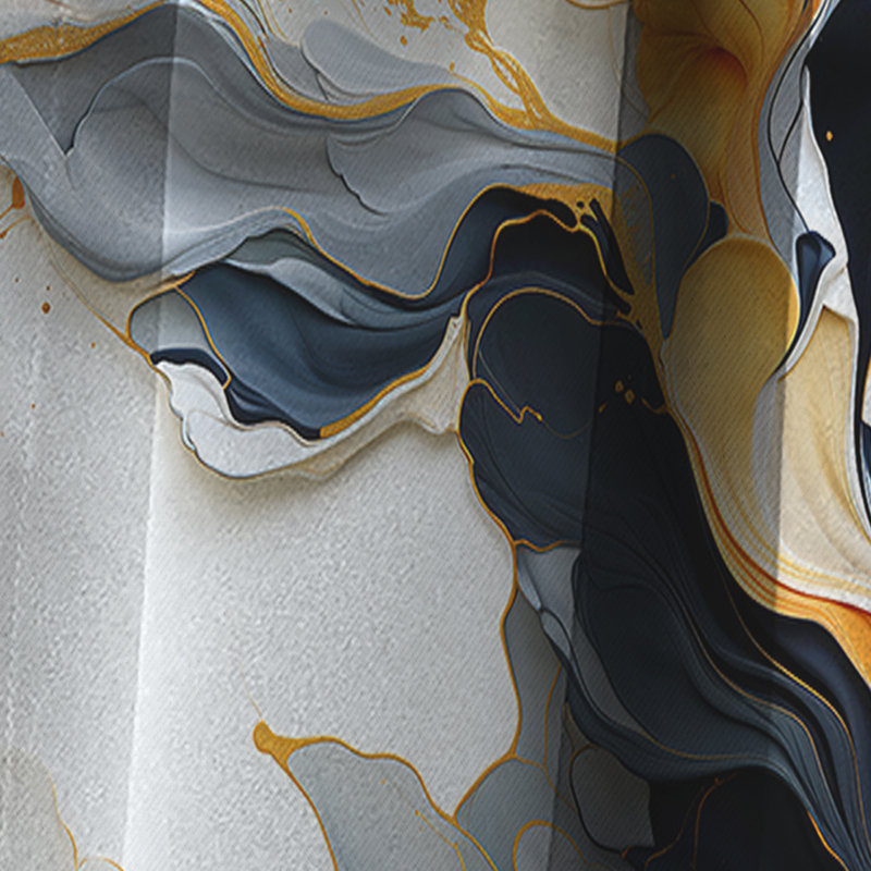 Gold And Black Bohemian Flair Marble Fusion - Abstract Marble Blackout Curtain - 1 Panels, 52" W x 108" L