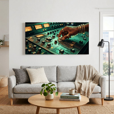 Ensemble de 1 tableau sur toile représentant une table de mixage audio