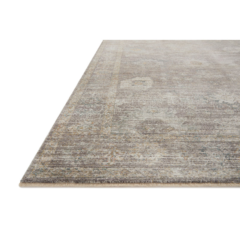 Millie Stone and Natural Floral 2' x 4' Synthetic Area Rug