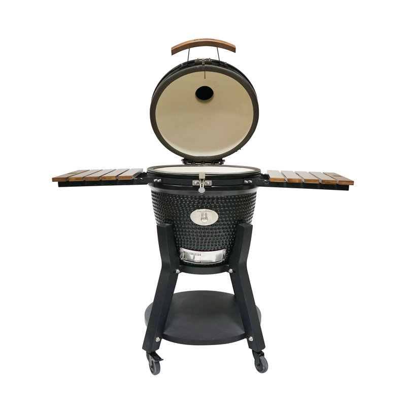 Barbecue au charbon et fumoir en céramique Kamado de 21 pouces avec chariot Glamour