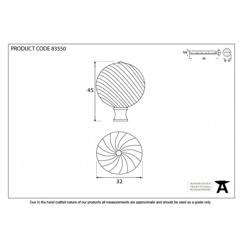 Spiral 32mm Diameter Round Knob