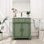 Meuble-lavabo de 28 po avec base à colonne romaine, rangement de qualité P2, lavabo à tablettes réglables en hauteur Mid-Century, poignées en métal, lavabo profond pour éviter les éclaboussures d'eau