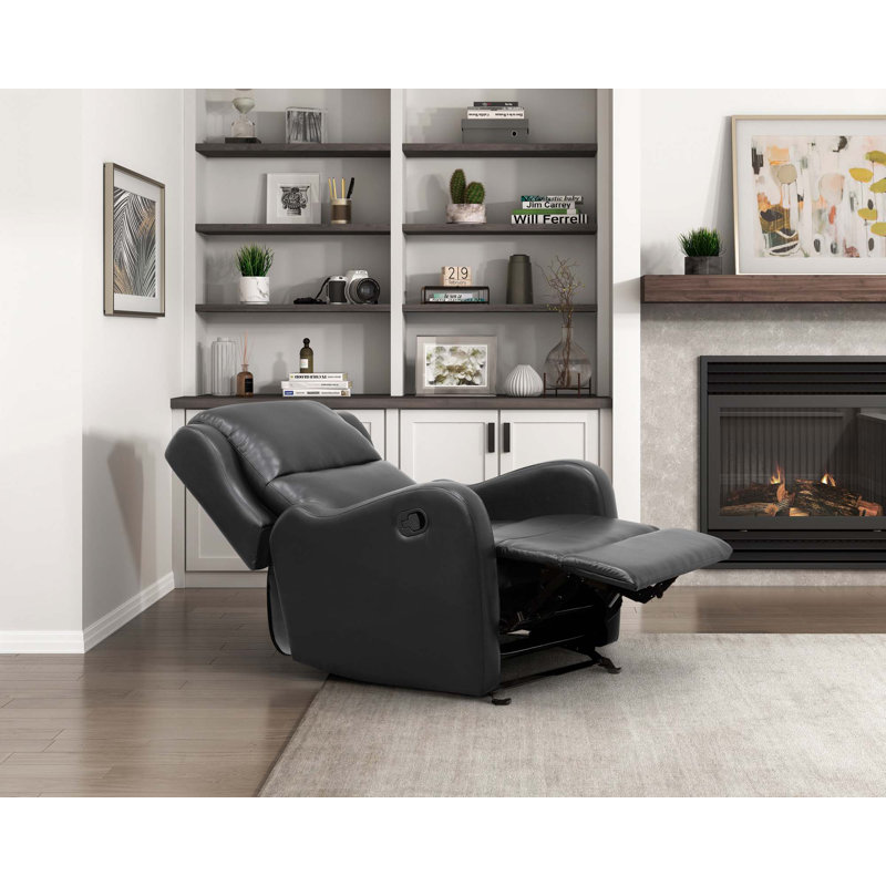 Faux Leather Upholstery Glider Reclining Chair, Black