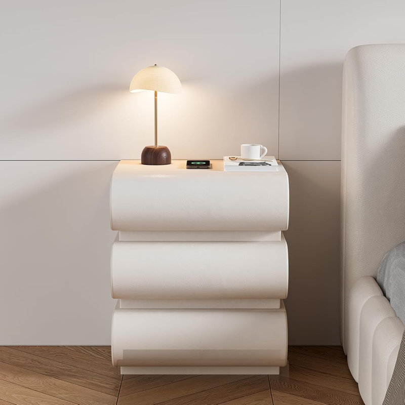 Ensemble de 2 tables de chevet en cuir blanc Hum Humid