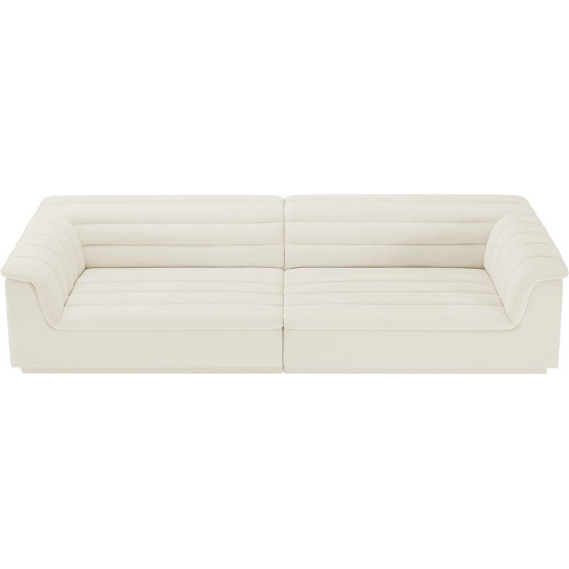 Huzaifah Upholstered 118'' Sofa, Cream Velvet