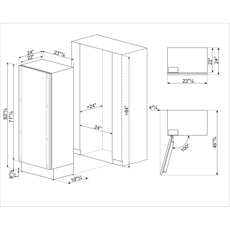 Colonne à vin 24 po, 2 zones de température, évaporateurs doubles, compresseur inverseur, capacité de 78 bouteilles, écran tactile TFT