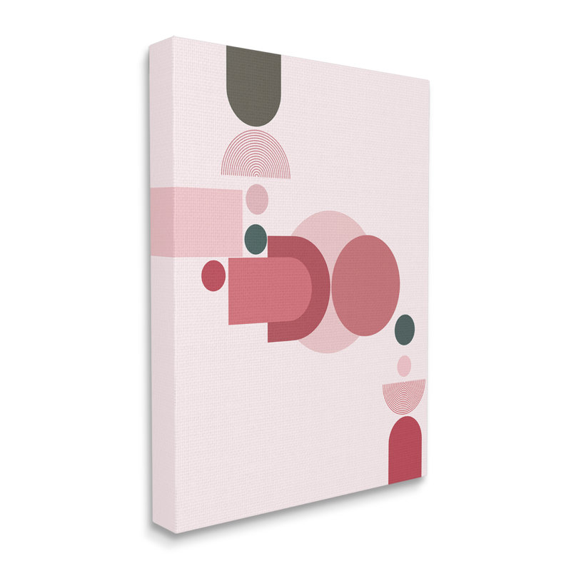 Stupell Industries Pink Varied Geometric Shapes Framed Giclee Art Design By Lil' Rue, H 48 po x l 36 po x P 1,5 po