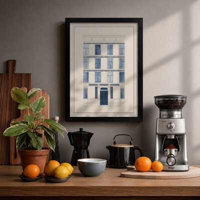 Neoclassical Townhouse Elevation Vintage - Framed Print