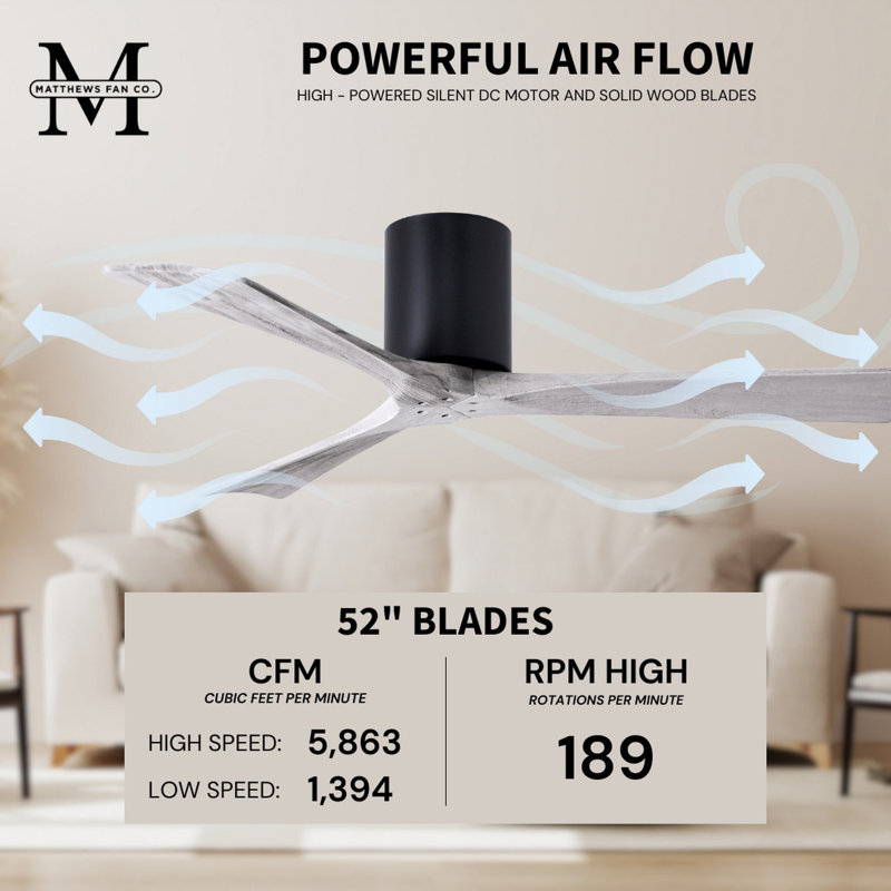 Irene Ceiling Fan, Matte Black, Barn Wood Tone, 52"