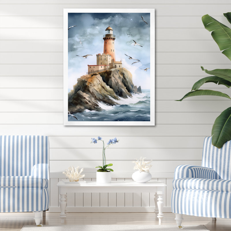 Amedee Ocean Watchtower III - Imprimé, H 20 po x l 12 po x P 1 po, Cadre simple blanc