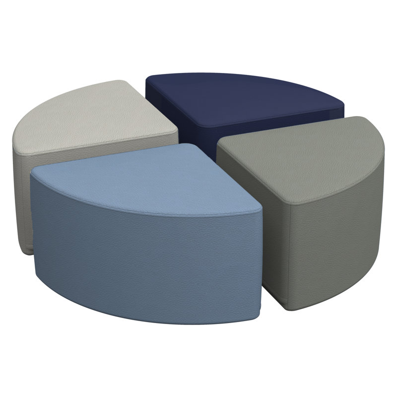SoftScape Pie Ottoman, Navy/Powder Blue, 12" H x 18" W x 18" D