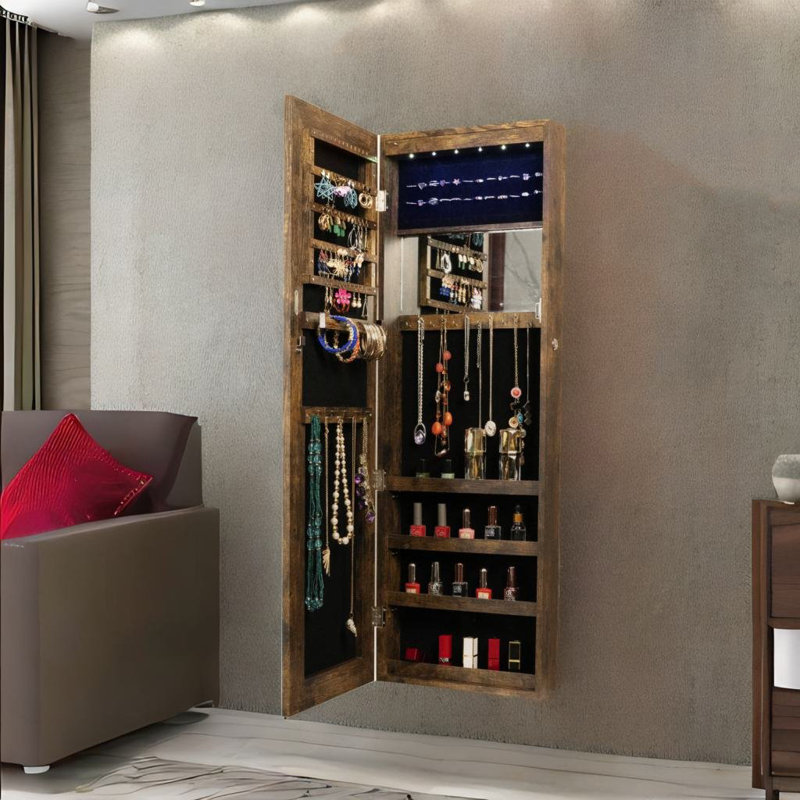Armoire à bijoux murale large 14,24 po Arelus, Brun