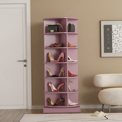 Armoire à chaussures rotative à six niveaux à 360 degrés, idéale pour organiser des chaussures et des sacs dans un espace compact, ajoutant de la sophistication à votre maison