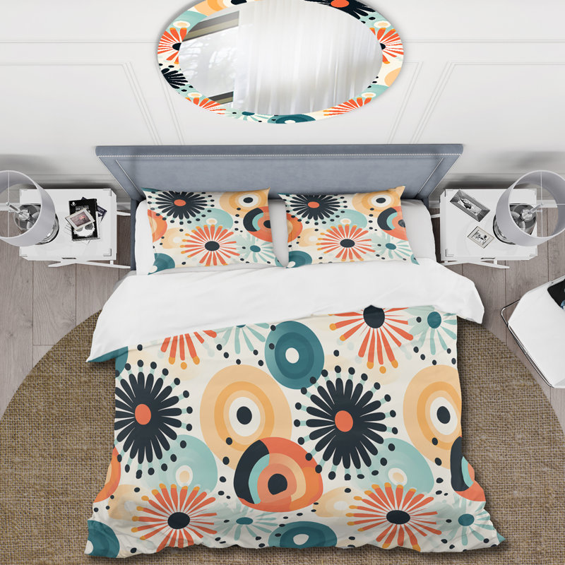 Literie à motif géométrique à pois I, Housse de couette simple + 1 taie décorative stan