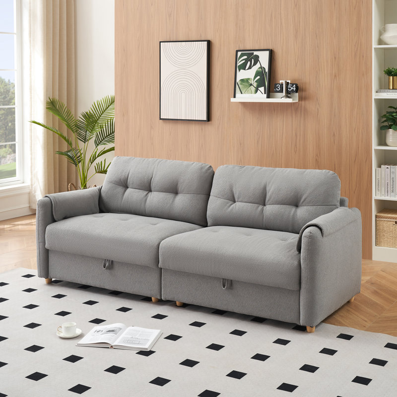 Canapé capitonné moderne en polyester avec rangement pour salon 80 po, Gris