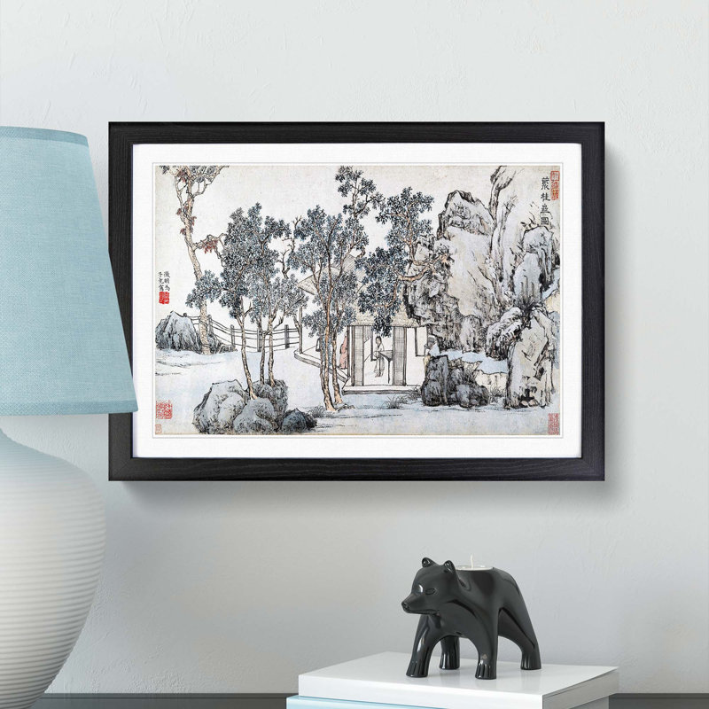 The Cassia Grove by Wen Zhengming - Picture Frame Painting Print, 27cm H x 36cm W x 2cm D, Black Framed