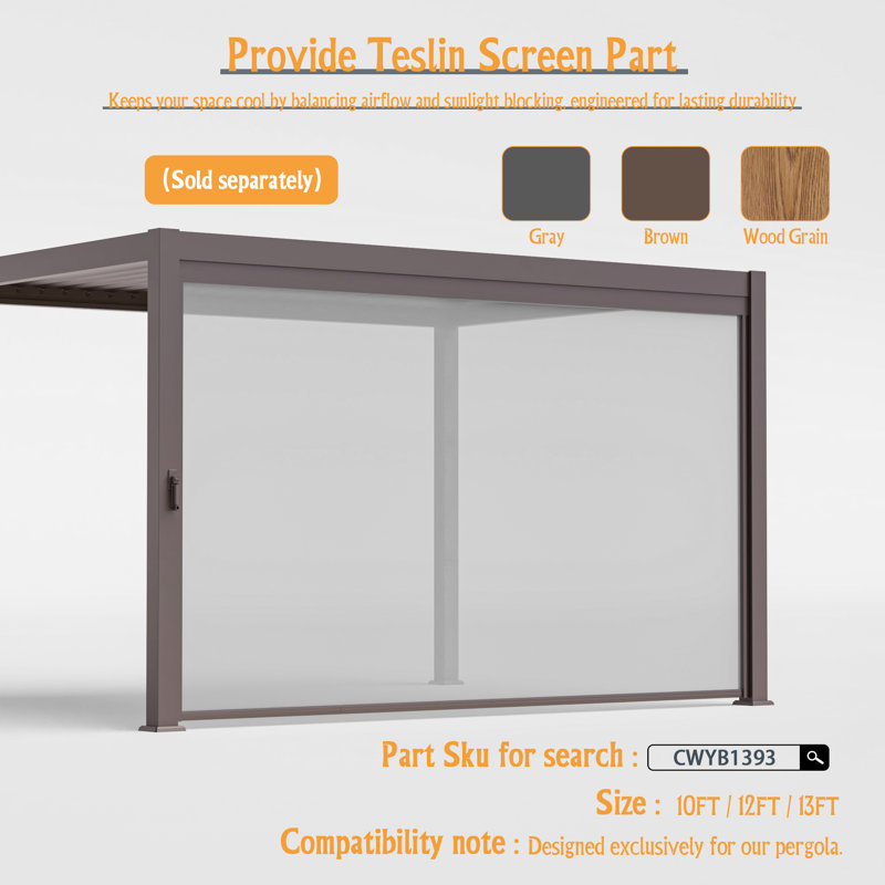 Outdoor Patio Pergola Adjustable Metal Pergola with Louvers, 10 Ft. x 10 Ft.	