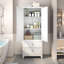 Armoire de cuisine 72 "en métal blanc H 72" - 2 portes 2 tiroirs avec tablettes réglables, rangement anti-basculement robuste pour la cuisine / salle de bain