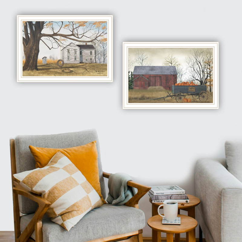 2 art mural pour une installation rapide - salon et chambre à coucher encadrés de blanc avec style