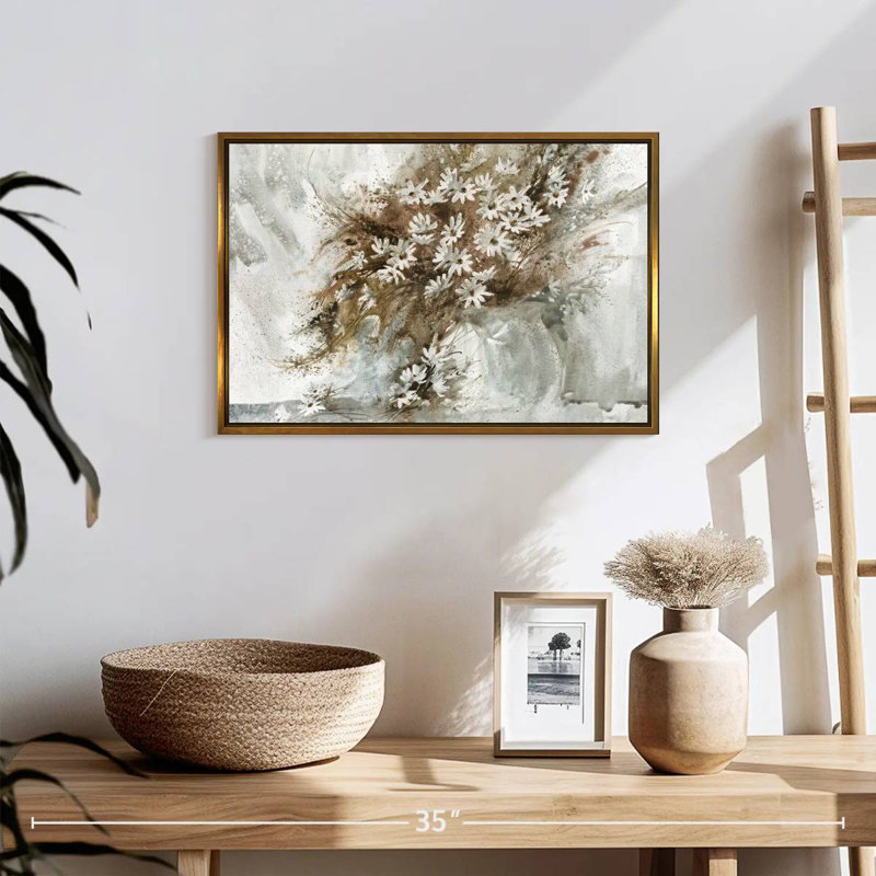 Daisy Arrangement, 19" X 13", Floating Frame Gold