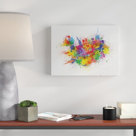 'Iceland Paint Splashes Map' Painting on Wrapped Canvas