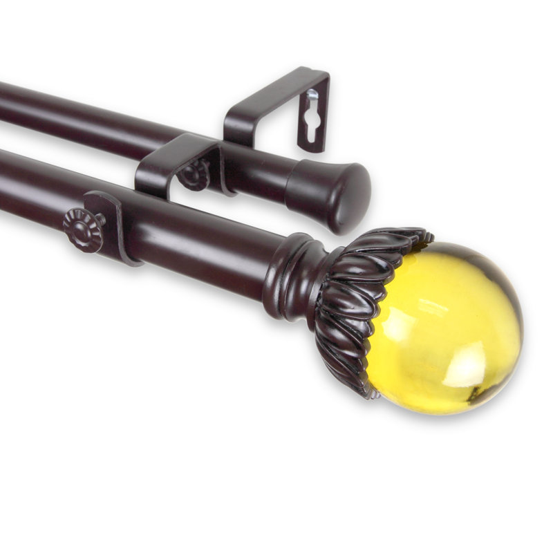 Tringle à rideaux double Oconnor, l 48 po à 84 po, Acajou