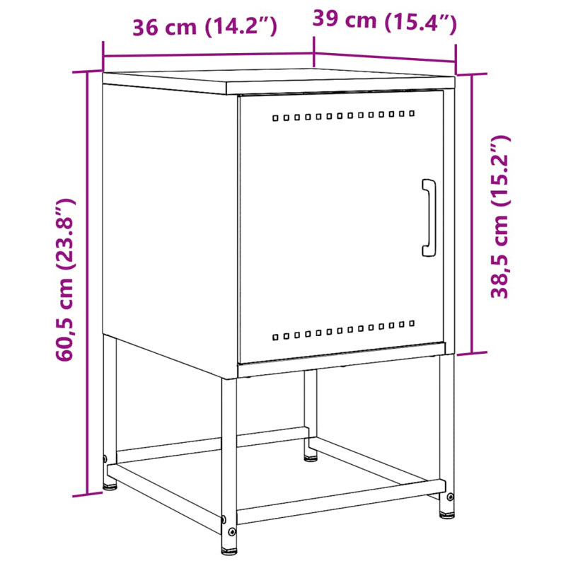 Aujah 36cm W Steel Bedside Table, Pink