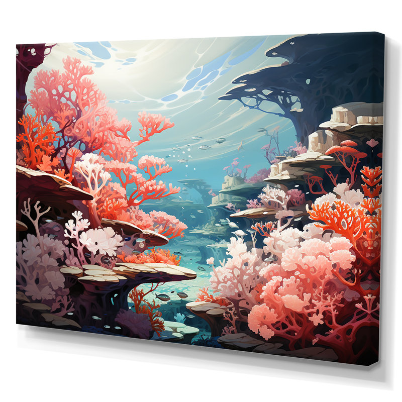 Aqua Serenade sous l'eau Corail IV - Imprimé, Toile tendue, H 12 po x l 20 po x P 1 po