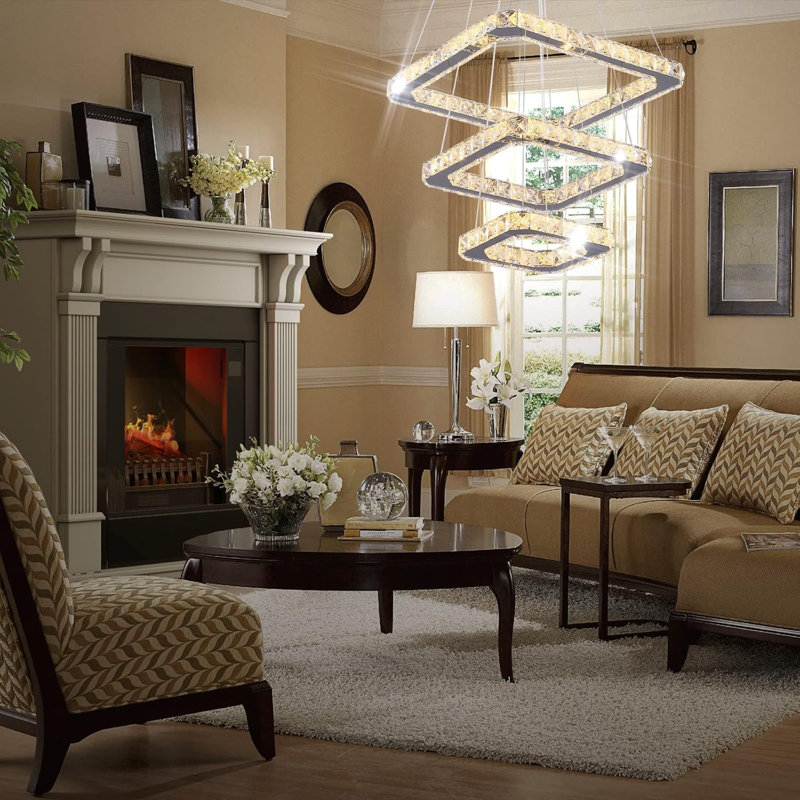 Lustre moderne en cristal, Rose Gold