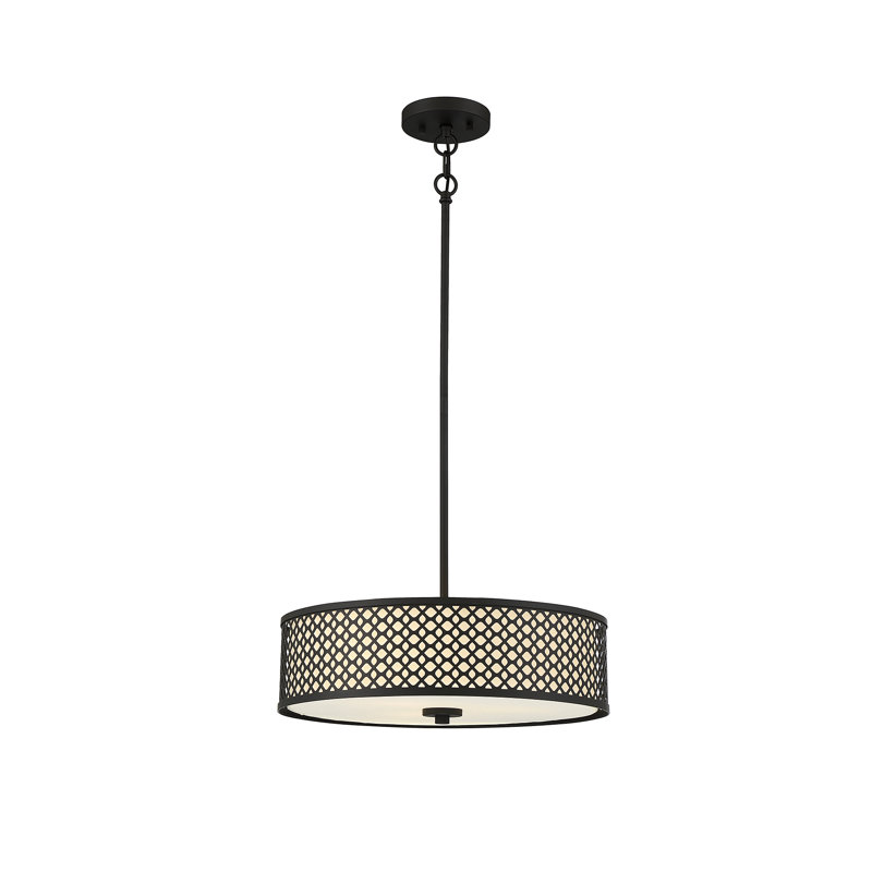 Mike 3 - Light Single Drum Pendant in Black, Black