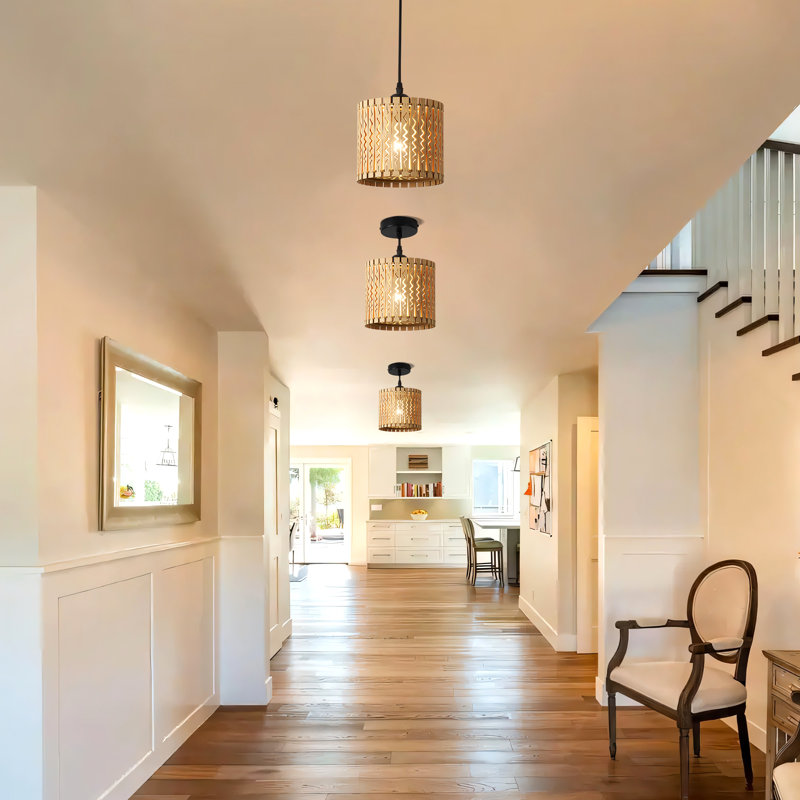 Toshiro Farmhouse Boho Wooden Pendant Light