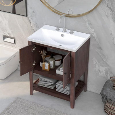 Ensemble de meuble-lavabo simple 17,8 po avec plateau en bois Oka