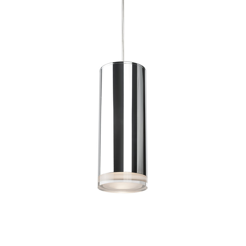 Cameo 1 - Light LED Single Pendant, Chrome, Chrome, 10" H x 4" W x 4" D