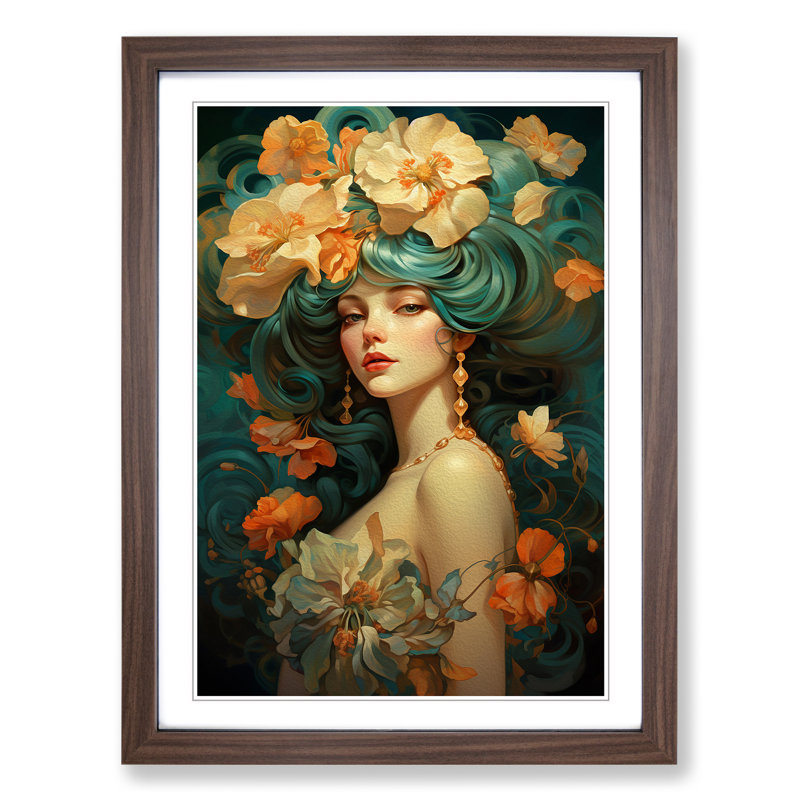 Single Picture Frame Print on Wood, Walnut Framed, 34cm H x 25cm W