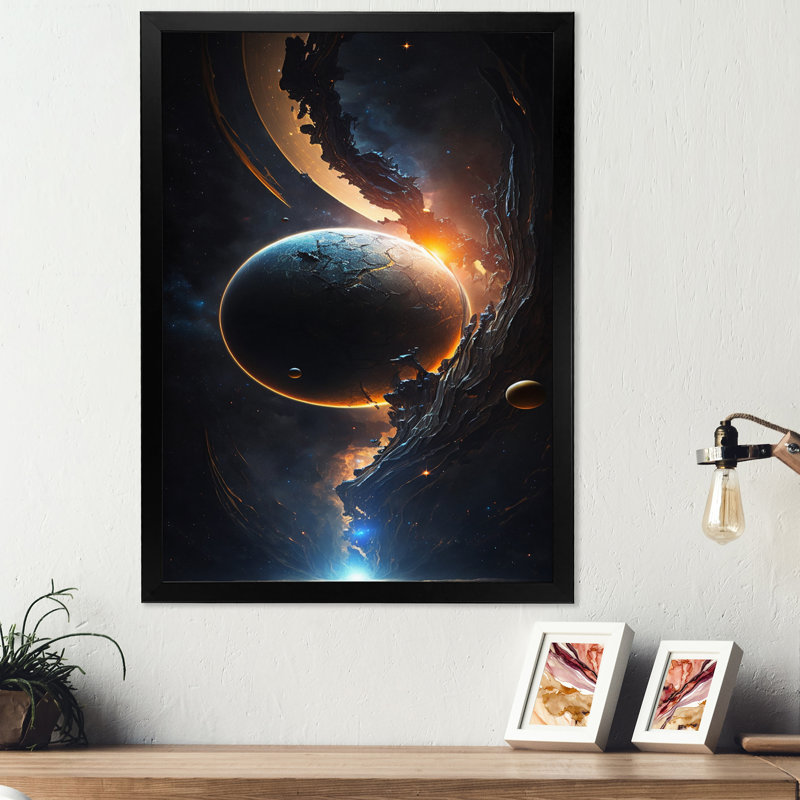 Deep Earth Eclipse V - reproduction sur toile, Cadre photo noir, H 32 po x l 24 po x P 1 po