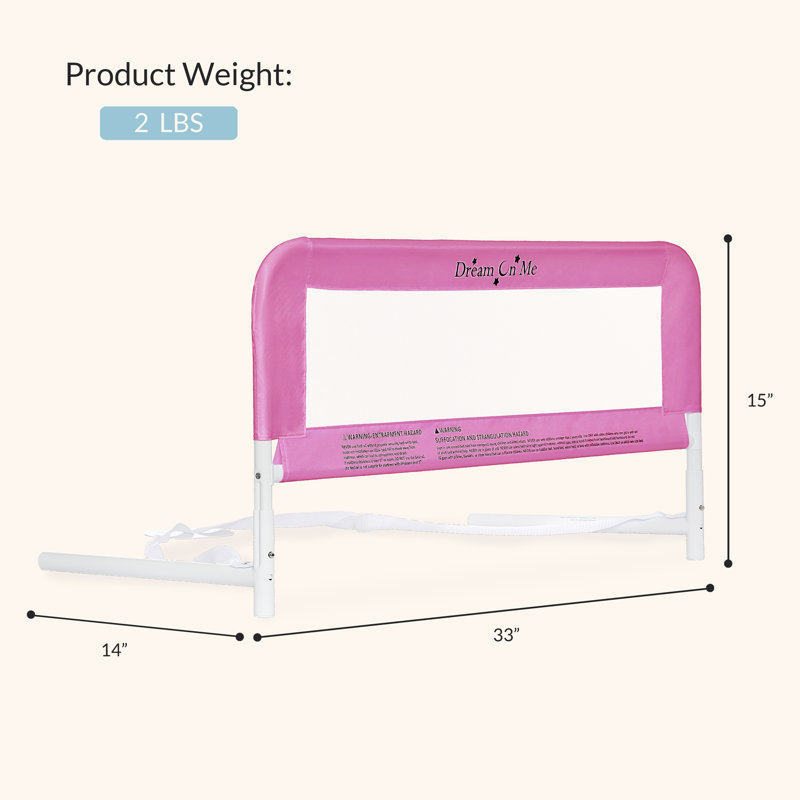 Dream On Me Mesh Security Bed Rail In Pink