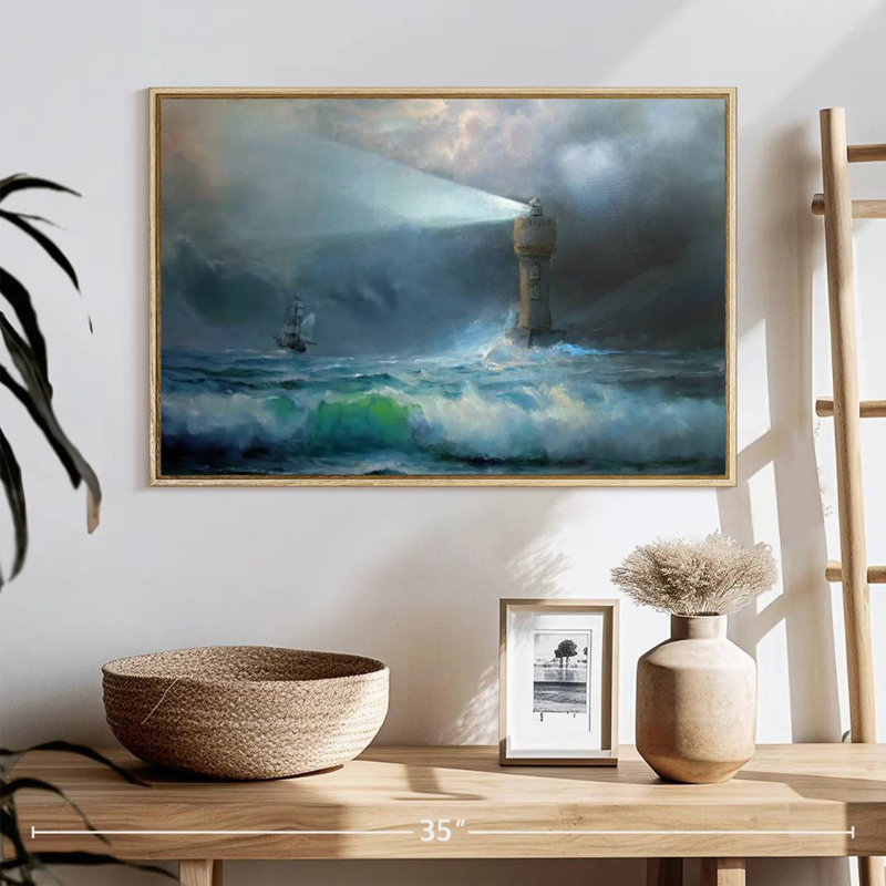 Ciel orageux, 25 po x 17 po, Cadre flottant en bois naturel