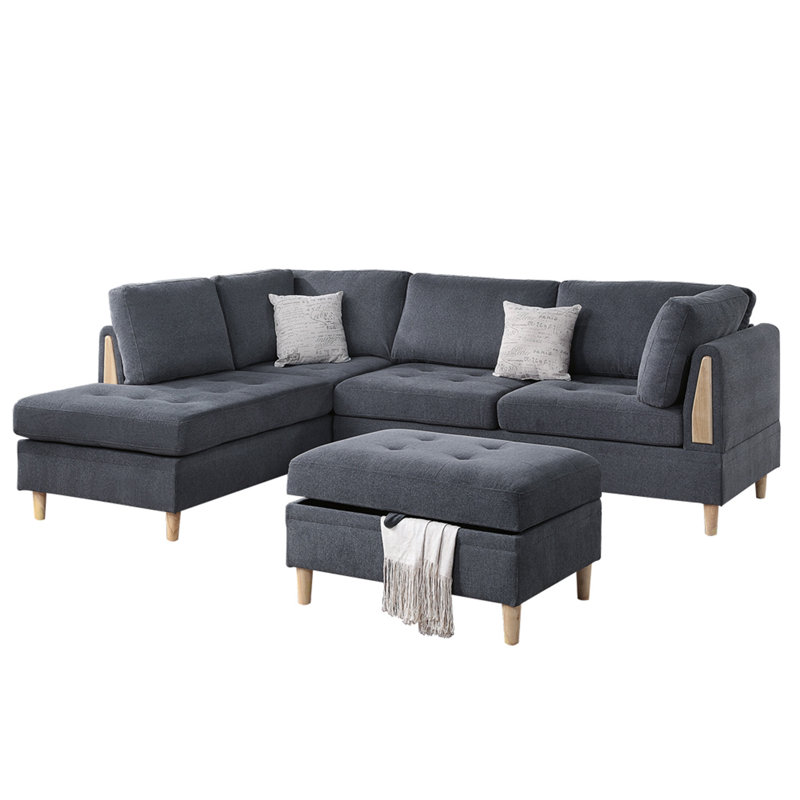 Upholstered L-Shaped Sectional Reversible