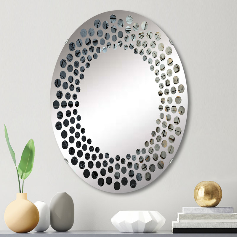 Miroir mural à pois en pierre grise, H 29,5 po x l 19,6 po
